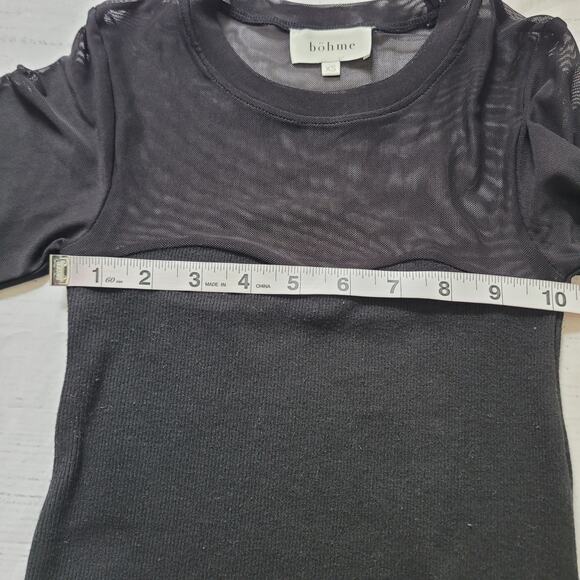 Bohme Size XS Black Sheer Mesh Long Sleeve Top Goth Punk Layering dark romance - Picture 5 of 9